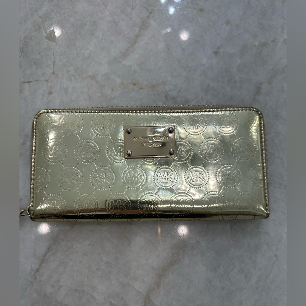 Michael Kors Metallic Gold leather zip wallet